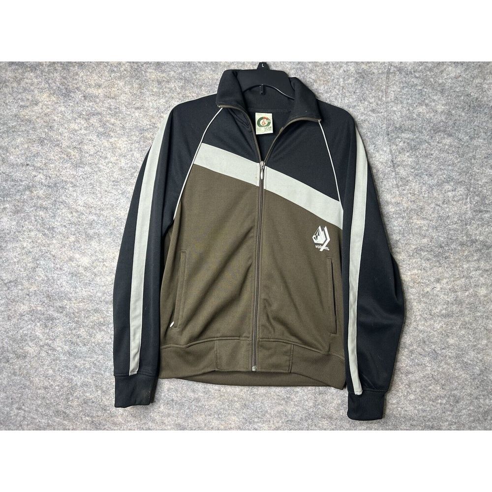 Volcom Sweatshirt Mens Medium Black Track Jacket Sweater Knit Full Zip Casual